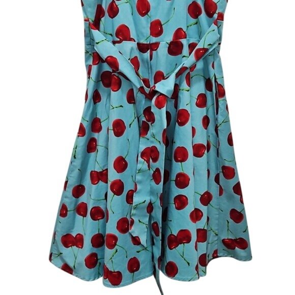 Ixia Retro Cherry Print Swing Dress Size Medium USA Quirky Novelty Rockabilly - Picture 8 of 12
